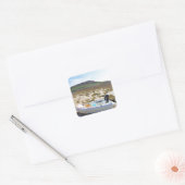 Jol op het strand vierkante sticker (Envelop)
