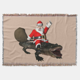 Jol Santa Claus rijdt op een alligator Deken
