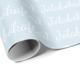 Jólabókaflóð Blauwe Witte Kerst Boek Overstroming Cadeaupapier