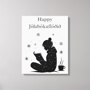 Jólabókaflóð – IJslandse Boekenstroom, Poster Cade Canvas Afdruk