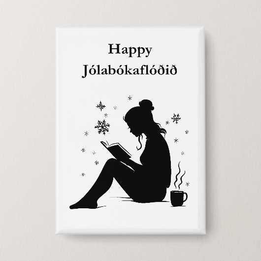 Jolabokaflod - IJslandse Boekenvloed Button (Voorkant)