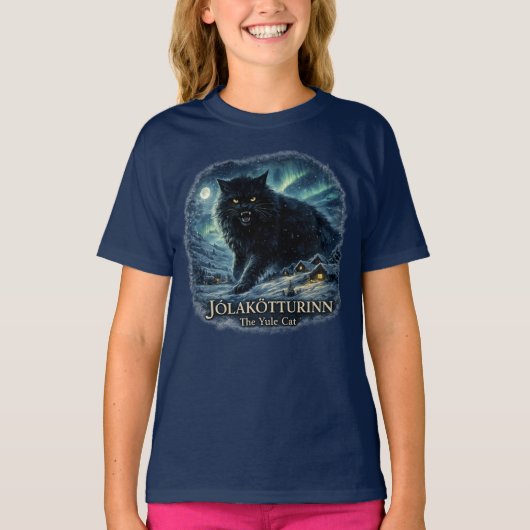 Jólakötturinn Yule Cat IJsland Kerst folklore T-shirt (Voorkant)