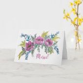 Jolie Anémone Rose Merci Carte de Remerciement Kaart (Gele Bloem)