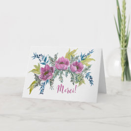 Jolie Anémone Rose Merci Carte de Remerciement Kaart