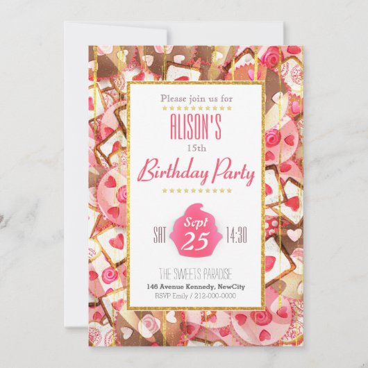 Jolie carte d'invitation de Fête Anniversaire Kaart (Voorkant)