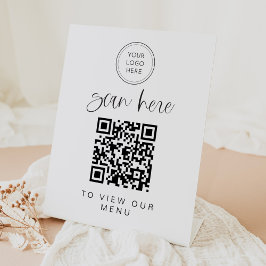 JOLIE Fun Minimal Script Business Menu QR-code Reclamebord Met Voetstuk