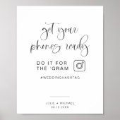 JOLIE Fun Modern minimal Gram Wedding Hashtag Poster (Voorkant)