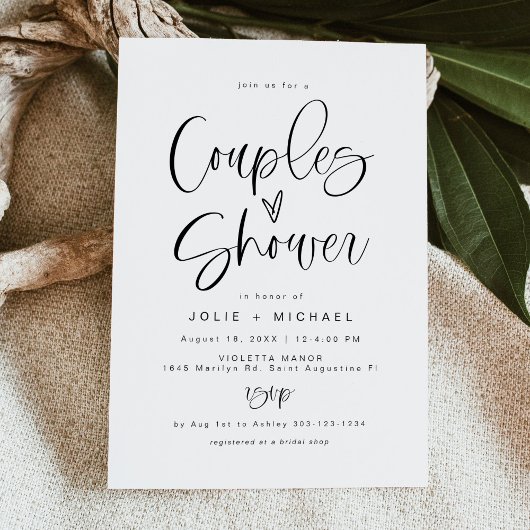 JOLIE Fun Typografie Minimalist Boho Couple Shower Kaart