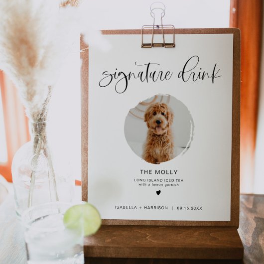 JOLIE Minimal Boho 1 Photo Pet Signature Drink Poster