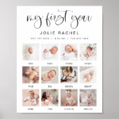 JOLIE Minimal Fun Boho 1 jaar Fotomijlpaal Poster (Voorkant)