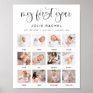 JOLIE Minimal Fun Boho 1 jaar Fotomijlpaal Poster