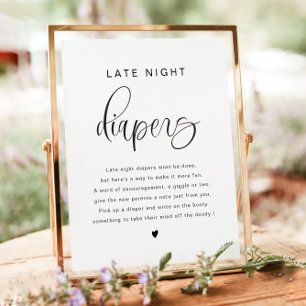 JOLIE Minimal Late Night Luiers Baby shower spel Poster