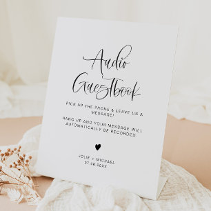 JOLIE Minimalist Boho Bruiloft Audio Gastenboek te Reclamebord Met Voetstuk