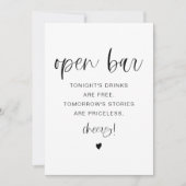 JOLIE Minimalist Boho Funny Open Bar Sign Kaart (Voorkant)