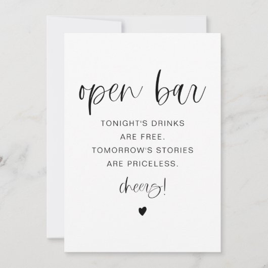 JOLIE Minimalist Boho Funny Open Bar Sign Kaart (Voorkant)