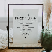 JOLIE Minimalist Boho Funny Open Bar Sign Kaart