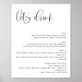 JOLIE Minimalist Boho Let's Drink Bar Menu Sign Poster (Voorkant)