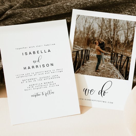 JOLIE Minimalist Boho Simple Photo Wedding Kaart