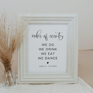 JOLIE Minimalist Boho Wedding Order of Events Poster