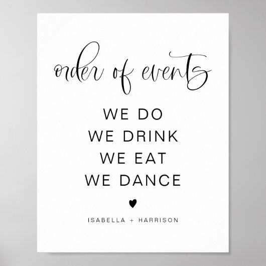 JOLIE Minimalist Boho Wedding Order of Events Poster (Voorkant)