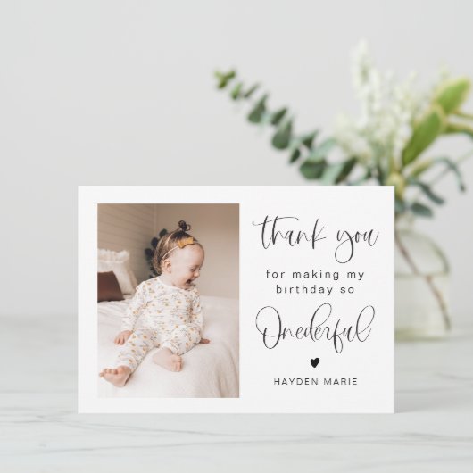 JOLIE Minimalist Fun Onederful Birthday Dank u Kaart (Staand voorkant)