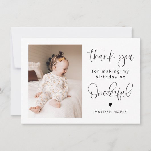 JOLIE Minimalist Fun Onederful Birthday Dank u Kaart (Voorkant)