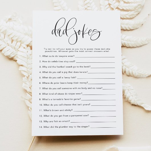 JOLIE Minimalist Papa Jokes Baby shower spel Kaart