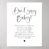JOLIE Minimalist zeg niet Baby shower spel teken Poster (Voorkant)