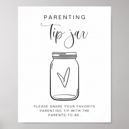 JOLIE Minimalistisch Ouderschap Tip Jar en Advies  Poster (Voorkant)