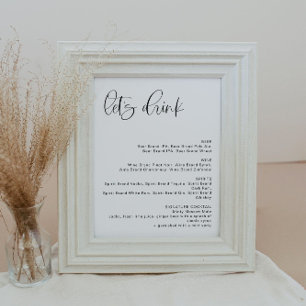 JOLIE Minimalistische Boho Laten we het Bar Menu B Poster