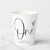 JOLIE Modern Boho Een Hart Eerste Verjaardag Papieren Bekers (Voorkant)