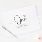 JOLIE Modern Boho Een Hart Eerste Verjaardag Ronde Sticker (Envelop)