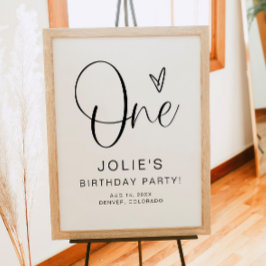 JOLIE Modern Boho One Heart First Birthday Welkom Poster