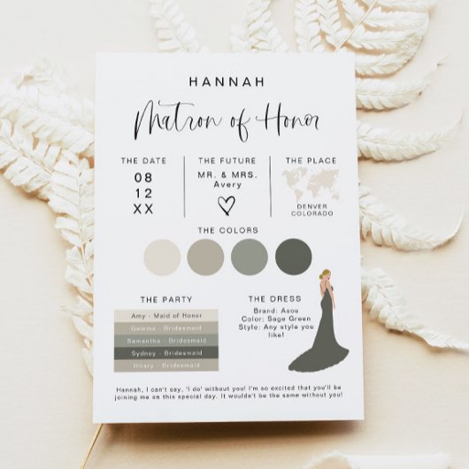 JOLIE Modern EDITABLE Bridesmaid Info Card Kaart