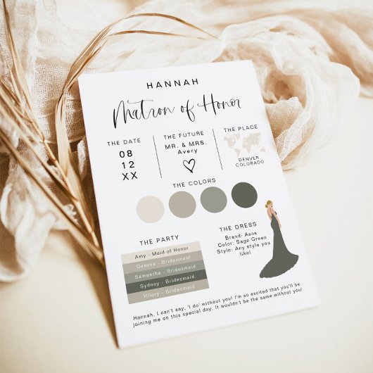 JOLIE Modern EDITABLE Bridesmaid Info Card Kaart