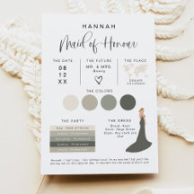 JOLIE Modern EDITABLE Maid of Honor Info Kaart