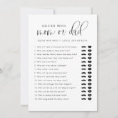 JOLIE Modern Guess Wie Mam of Pap Baby shower Spel Kaart (Voorkant)