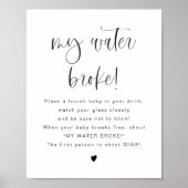 JOLIE Modern Mijn Water Broke Baby shower Game Sig Poster (Voorkant)