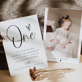 JOLIE Modern Minimal Boho 1e verjaardag Foto Kaart