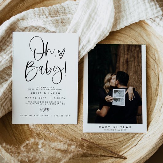 JOLIE Modern Minimal Heart Boho Baby shower Kaart