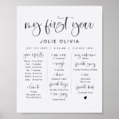 JOLIE Modern minimalist Boho eerste jaar mijlpaal Poster (Voorkant)