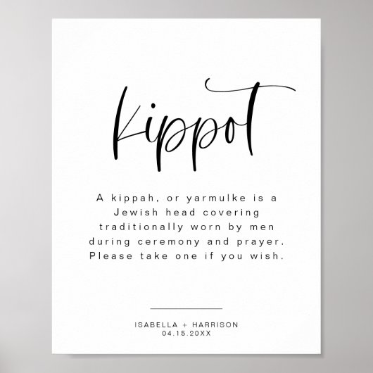 JOLIE Modern minimalist Kippot Kippah Wedding Poster (Voorkant)