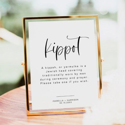 JOLIE Modern minimalist Kippot Kippah Wedding Poster