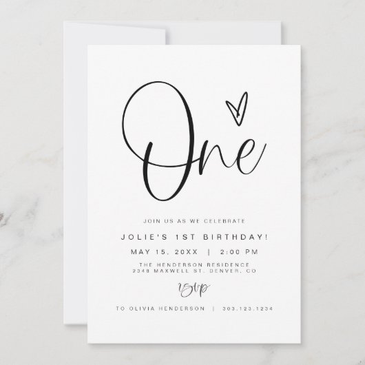 JOLIE Modern Minimalist ONE Boho 1e Verjaardag Kaart (Voorkant)