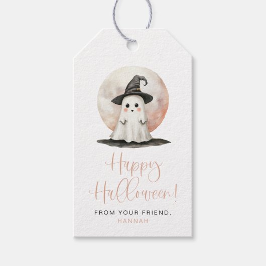 JOLIE Schattige Ghost Witch Pet Happy Halloween Tr Cadeaulabel (Voorkant)