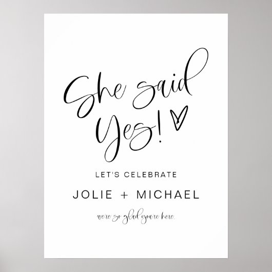 JOLIE She Said Yes Engagement Party Welcome Poster (Voorkant)