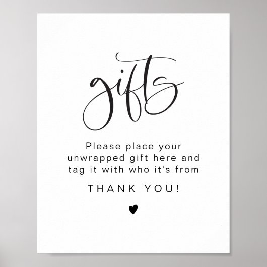 JOLIE Simple Typography Unwrapted Gifts Table Poster (Voorkant)