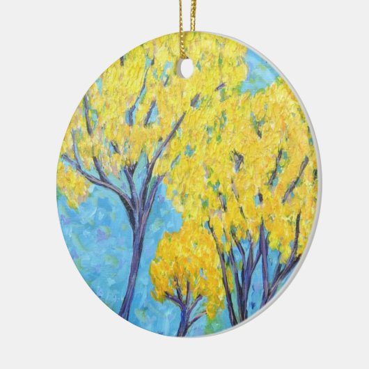 Jolie's gele boom keramisch ornament (Links)