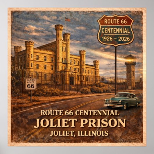 Joliet Gevangenis Chicago Route 66 Poster (Voorkant)