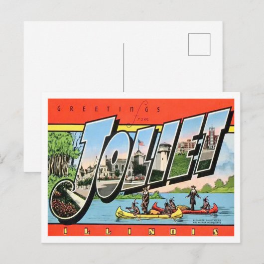 Joliet, Illinois Big Letters Briefkaart (Voorkant / Achterkant)